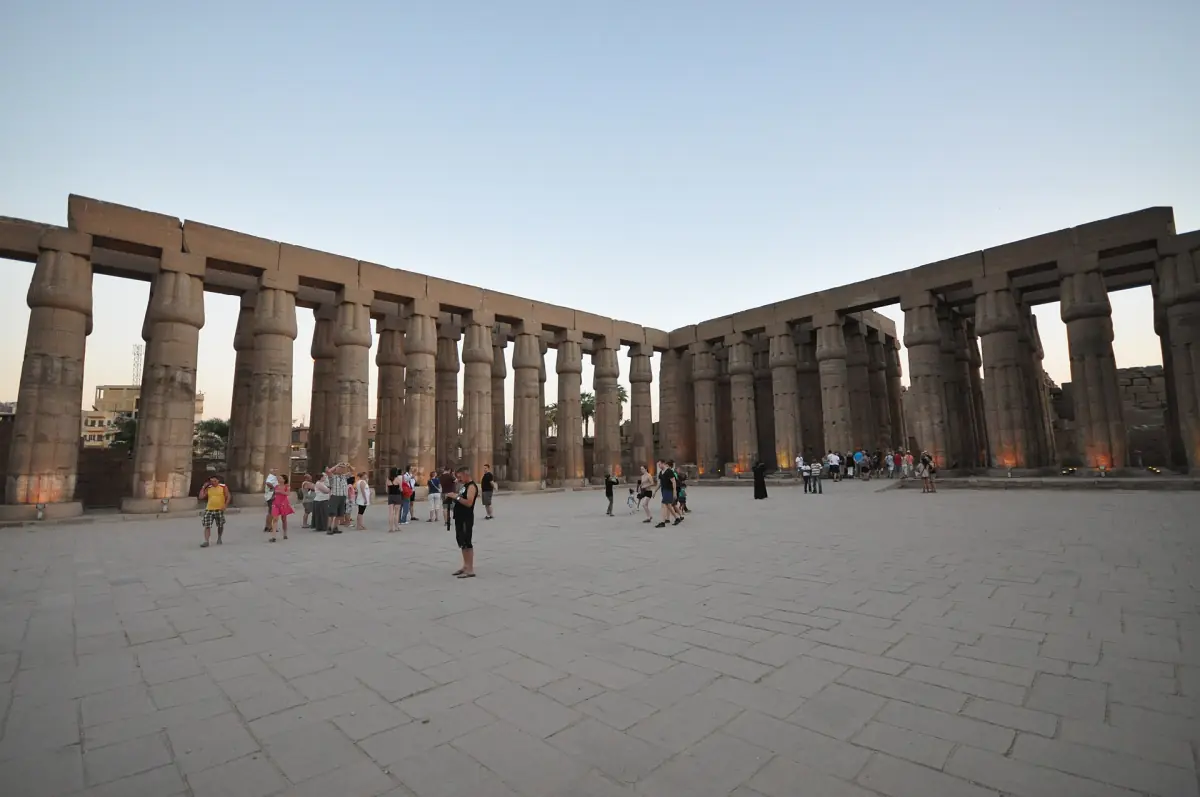 Open court of Luxor Temple with a double row of columns along its sides